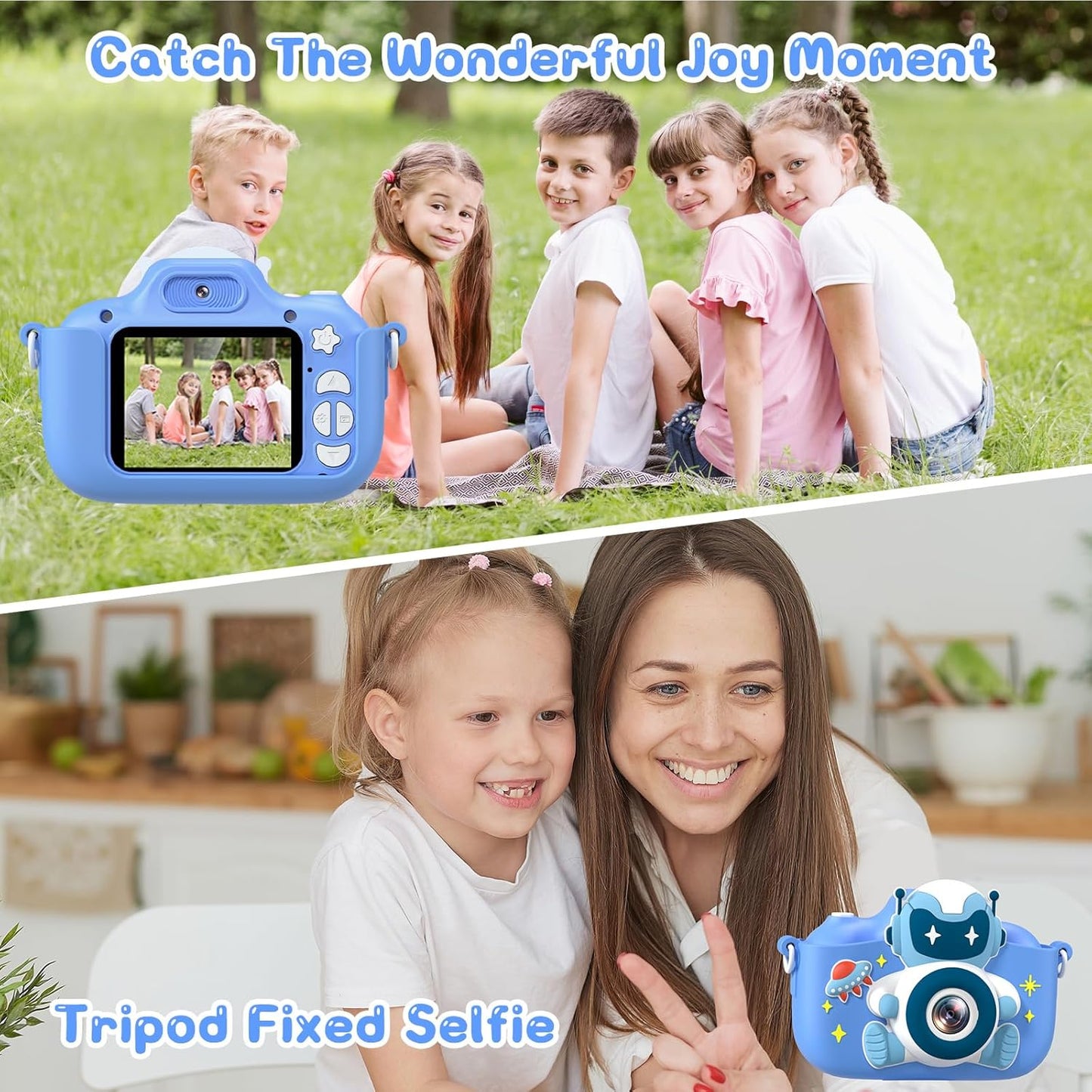 Kids Camera for 3-8 Years Old Toddlers Childrens Boys Girls Selfie Camera 20.0 MP HD 1080P IPS Screen Dual Digital Toy Camera for Kids Christmas Birthday Gifts (Blue)